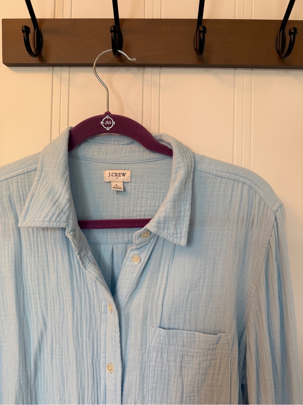 J. Crew Gauze button-up shirt size Large - Picture 5 of 11